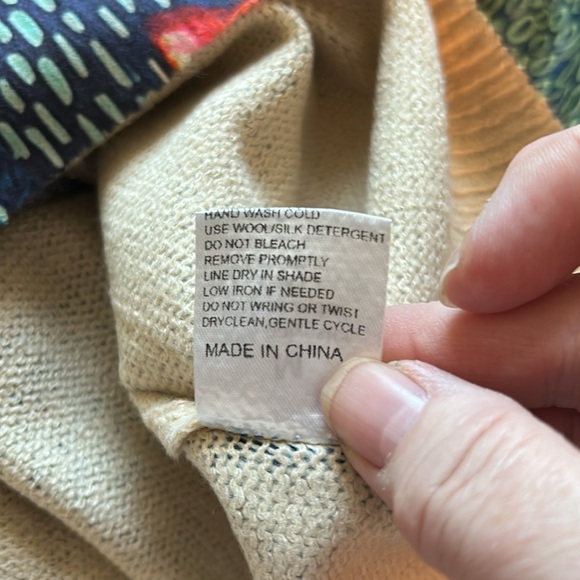 Fox Floral and Foliage Patterned Blue Neutral Anthropologie Sweater - Picture 10 of 10